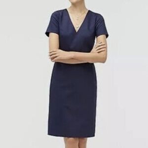 J. Crew Navy V-Neck Cap Sleeve Sheath Dress (NWT)